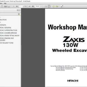 Hitachi Zaxis 130W Wheeled Excavator Workshop Manual - PDF DOWNLOAD