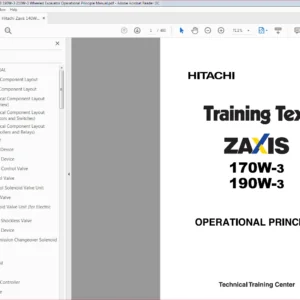 Hitachi Zaxis 140W-3 170W-3 190W-3 210W-3 Wheeled Excavator Operational Principle Manual - DOWNLOAD