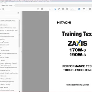 Hitachi Zaxis 140W-3 170W-3 190W-3 210W-3 Wheeled Excavator Technical Troubleshooting Manual - PDF