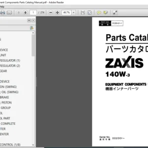 Hitachi Zaxis 140W 3 Equipment Components Parts Catalog Manual - PDF DOWNLOAD