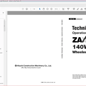 Hitachi Zaxis 140W-3 Excavator Technical Operational Principle Manual - PDF DOWNLOAD