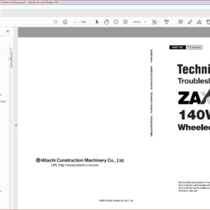 Hitachi Zaxis 140W-3 Hydraulic Excavator Troubleshooting Technical Manual - PDF DOWNLOAD