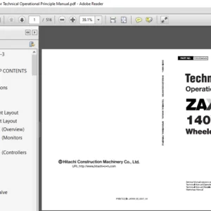 Hitachi Zaxis 140W 3 Wheeled Excavator Technical Operational Principle Manual - PDF DOWNLOAD