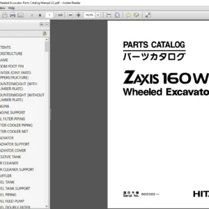 Hitachi Zaxis 160W Wheeled Excavator Parts Catalog Manual - PDF DOWNLOAD