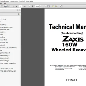 Hitachi Zaxis 160W Wheeled Excavator Troubleshooting Manual - PDF DOWNLOAD