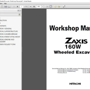Hitachi Zaxis 160W Wheeled Excavator Workshop Manual - PDF DOWNLOAD