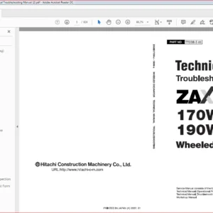 Hitachi Zaxis 170W-3 190W-3 Wheeled Excavator Technical Troubleshooting Manual - PDF DOWNLOAD