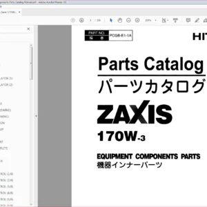 Hitachi Zaxis 170W-3 Excavator Parts + Equipment Components Parts Catalog Manual - PDF DOWNLOAD