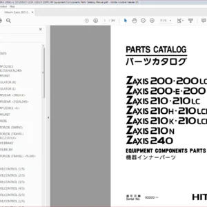 Hitachi Zaxis 200 200LC 200-E 200LC-E 210 210LCH 210K 210LCK 210N 240 Equipment Components Parts Catalog Manual - PDF DOWNLOAD