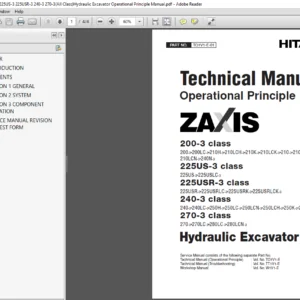 Hitachi Zaxis 200-3 225US-3 225USR-3 240-3 270-3 Hydraulic Excavator Operational Principle Manual - PDF DOWNLOAD