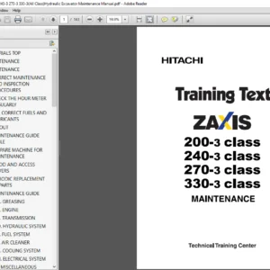 Hitachi Zaxis 200-3 240-3 270-3 330-3(All Class)Hydraulic Excavator Maintenance Manual - PDF DOWNLOAD