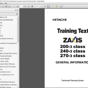 Hitachi Zaxis 200-3 240-3 270-3(All Class)Hydraulic Excavator General Info Manual - PDF DOWNLOAD