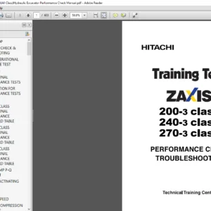 Hitachi Zaxis 200-3 240-3 270-3(All Class)Hydraulic Excavator Performance Check Manual - PDF DOWNLOAD