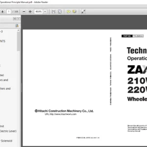 Hitachi Zaxis 210W-3 220W-3 Wheeled Excavator Operational Principle Manual - PDF DOWNLOAD