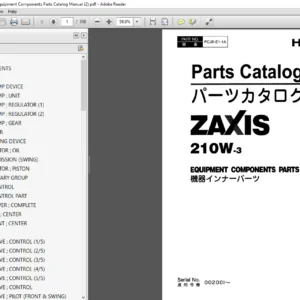 Hitachi Zaxis 210W-3 Equipment Components Parts Catalog Manual - PDF DOWNLOAD