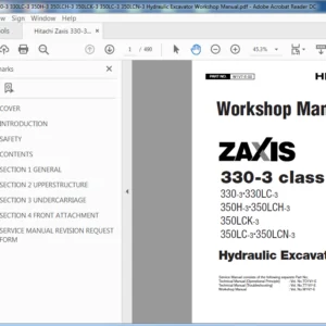 Hitachi Zaxis 330-3 330LC-3 350H-3 350LCH-3 350LCK-3 350LC-3 Hydraulic Excavator Workshop Manual - PDF DOWNLOAD