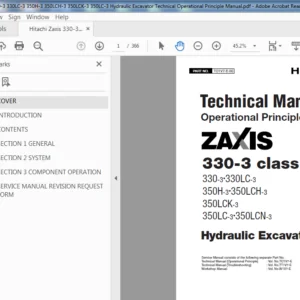 Hitachi Zaxis 330-3 330LC-3 350H-3 350LCH-3 350LCK-3 350LC-3 Hydraulic Excavator Technical Operational Principle Manual - PDF DOWNLOAD
