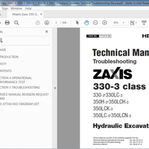 Hitachi Zaxis 330-3 Class 330LC-3 350H-3 350LCH-3 350LCK-3 Excavator Troubleshooting Manual - PDF DOWNLOAD