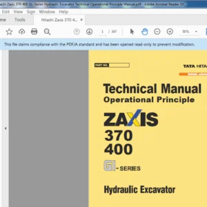 Hitachi Zaxis 370 400 GL-Series Hydraulic Excavator Technical Operational Principle Manual - PDF DOWNLOAD