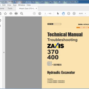 Hitachi Zaxis 370 400 GL-Series Hydraulic Excavator Technical Troubleshooting Manual - PDF DOWNLOAD