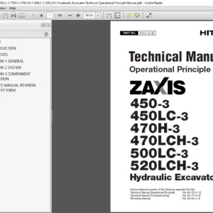 Hitachi Zaxis 450-3 450LC-3 470H-3 470LCH-3 500LC-3 Excavator Technical Operational Principle Manual - PDF DOWNLOAD