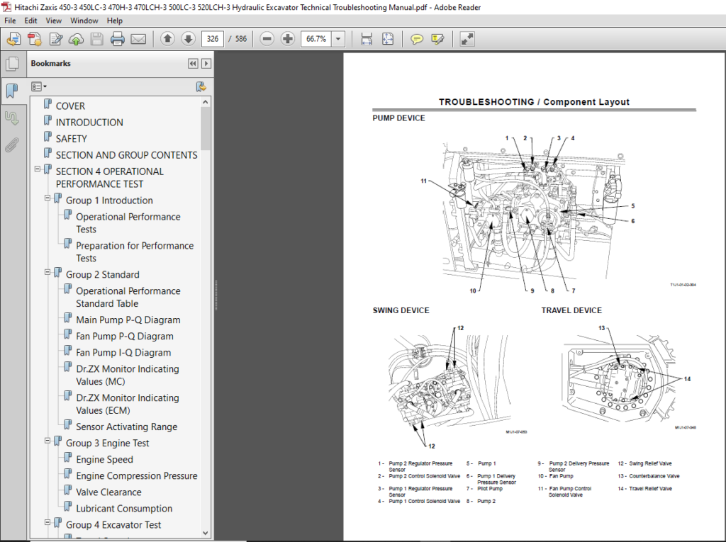 Hitachi Zaxis 450-3 450LC-3 470H-3 470LCH-3 500LC-3 Excavator Technical ...