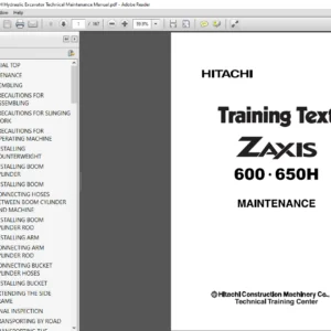 Hitachi Zaxis 600 650H Hydraulic Excavator Maintenance Manual - PDF DOWNLOAD