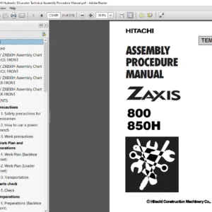 Hitachi Zaxis 800 850H Hydraulic EXcavator Technical Assembly Procedure Manual - PDF DOWNLOAD