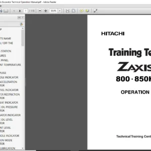 Hitachi Zaxis 800 850H Hydraulic Excavator Technical Operation Manual - PDF DOWNLOAD