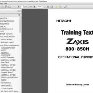 Hitachi Zaxis 800 850H Hydraulic Excavator Technical Operational Principle Manual - PDF DOWNLOAD