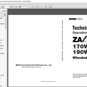 Hitachi Zaxis ZX170W-3 190W-3 Wheeled Excavator Operational Principle Manual - PDF DOWNLOAD