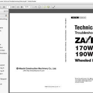 Hitachi Zaxis ZX170W-3 190W-3 Wheeled Excavator Technical Troubleshooting Manual - PDF DOWNLOAD