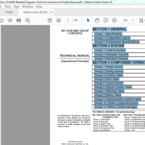 Hitachi Zaxis ZX180W Wheeled Excavator Technical Operational Principle Manual - PDF DOWNLOAD