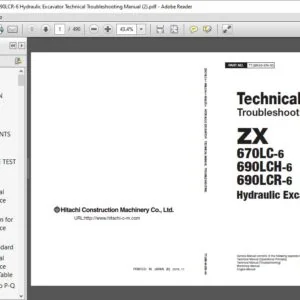 Hitachi Zx670LC-6 690LCH-6 690LCR-6 Hydraulic Excavator Technical Troubleshooting Manual - PDF DOWNLOAD