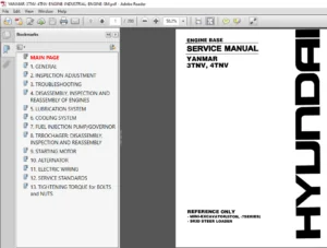 Hyundai Yanmar 3TNV,4TNV Engine Base Service Manual - PDF DOWNLOAD