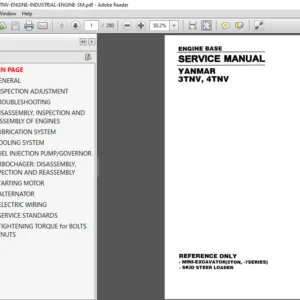 Hyundai Yanmar 3TNV,4TNV Engine Base Service Manual - PDF DOWNLOAD