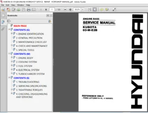 Hyundai kubota 03-M-E2B Engine Base Service Manual - PDF DOWNLOAD