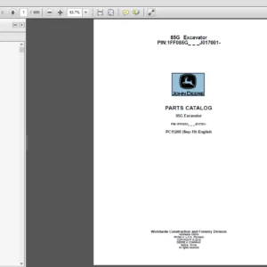 John Deere 85G Excavator Parts Catalog Manual (PC11200) - PDF Download
