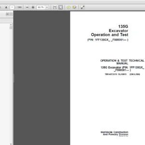 John Deere 135G Excavator Operation & Tests Technical Manual (TM14053X19) - PDF Download