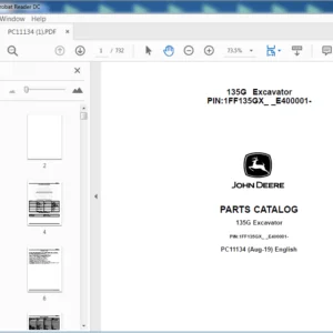 John Deere 135G Excavator Parts Catalog Manual (PC11134) - PDF Download