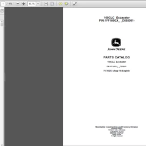John Deere 160GLC Excavator Parts Catalog Manual (PC10253) - PDF Download