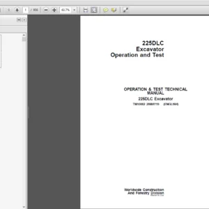 John Deere 225DLC Excavator Operation & Test Technical Manual (TM10082) - PDF Download
