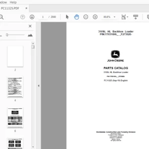 John Deere 310SL HL Backhoe Loader Parts Catalog Manual - PDF DOWNLOAD