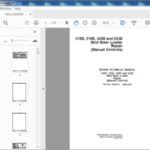 John Deere 318D,319D,320D & 323D Skid Steer Loader Repair Technical Manual (TM11399) - PDF Download