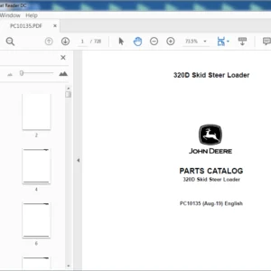 John Deere 320D Skid Steer Loader Parts Catalog Manual (PC10135) - PDF Downlaod