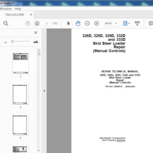 John Deere 326D 328D 329D 332D & 333D Skid Steer Loader Repair Technical Manual (TM11431) - PDF Download