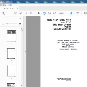 John Deere 326D, 328D, 329D, 332D and 333D Skid Steer Loader Repair Technical Manual (TM11431) - PDF Download