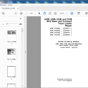 John Deere 328E, 329E, 332E, and 333E Skid Steer and Compact Track Loader Repair Technical Manual (TM12808) - PDF Download