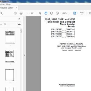 John Deere 328E 329E 332E & 333E Skid Steer & Compact Track Loader Repair Technical Manual (TM12808) - PDF Download