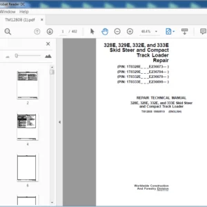 John Deere 328E 329E 332E & 333E Skid Steer and Compact Track Loader Repair Technical Manual (TM12808) - PDF Download